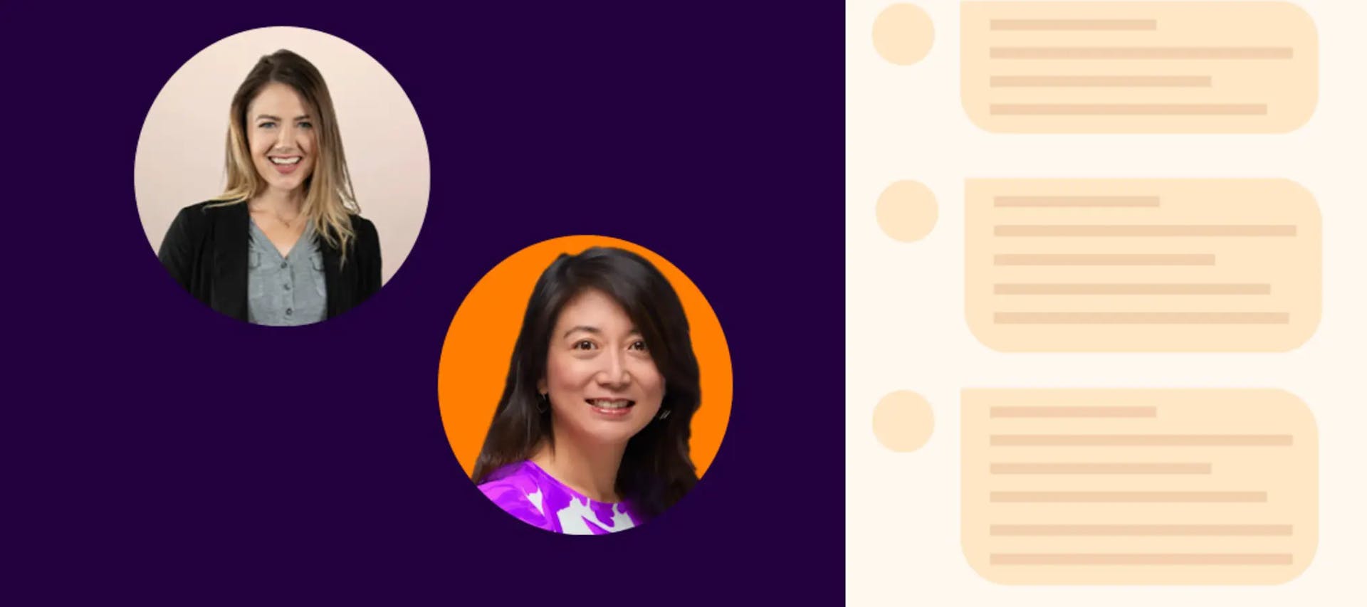 An image of Forrester's Betsy Summer on the left and an image of SeekOut's Claire Fang on the right.