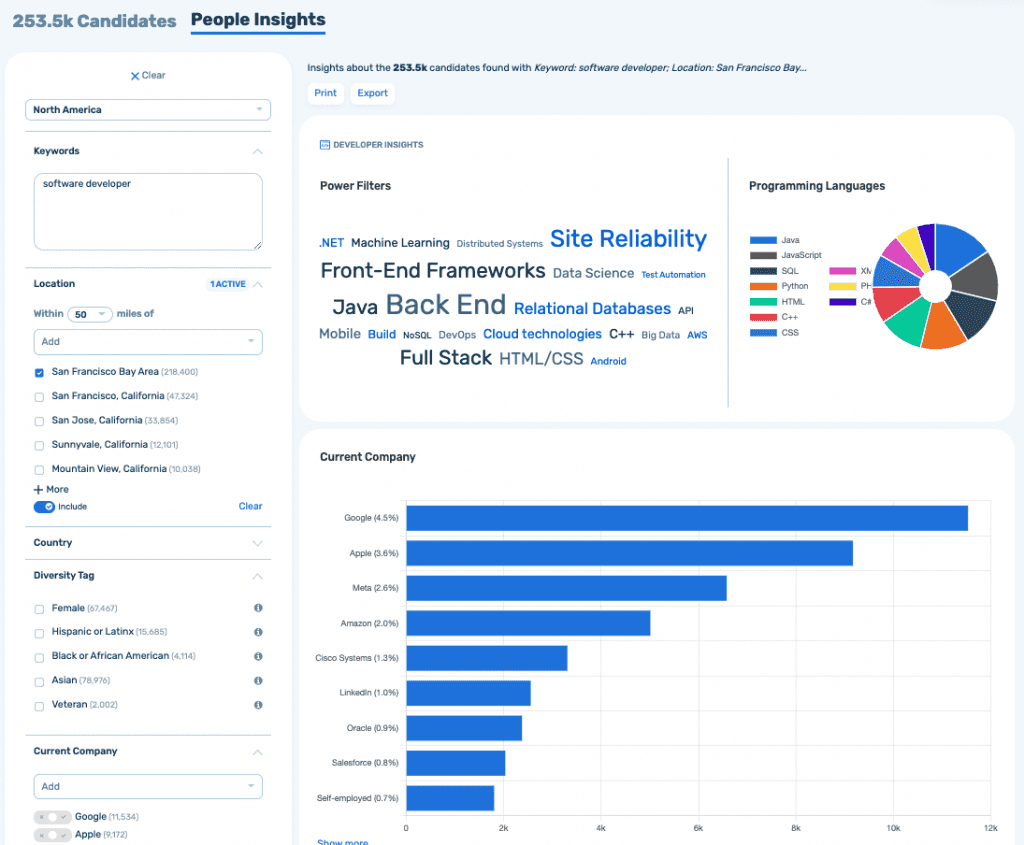 A screenshot of the SeekOut application's People Insights.