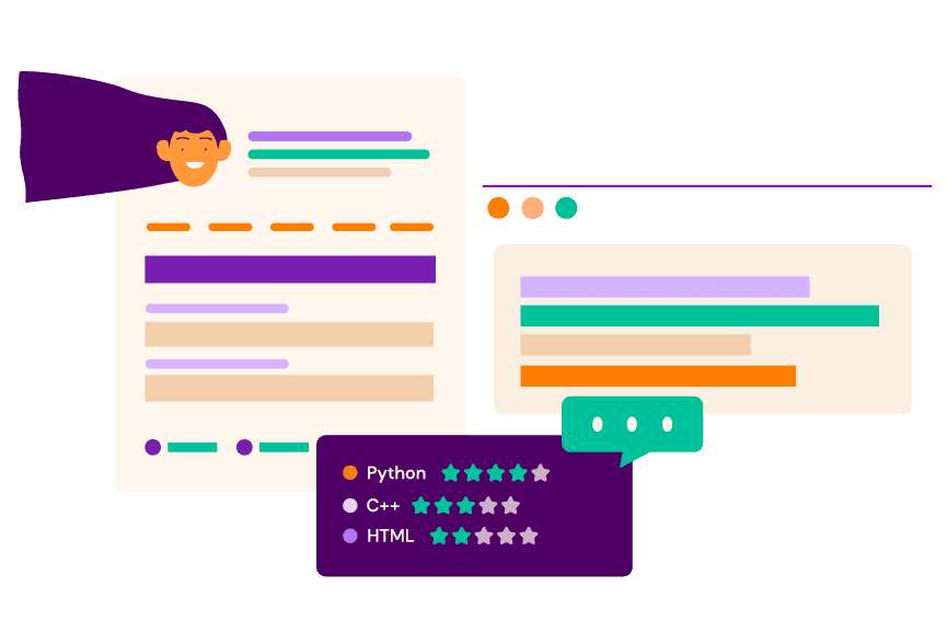 Illustration of different charts and panels and technical ratings