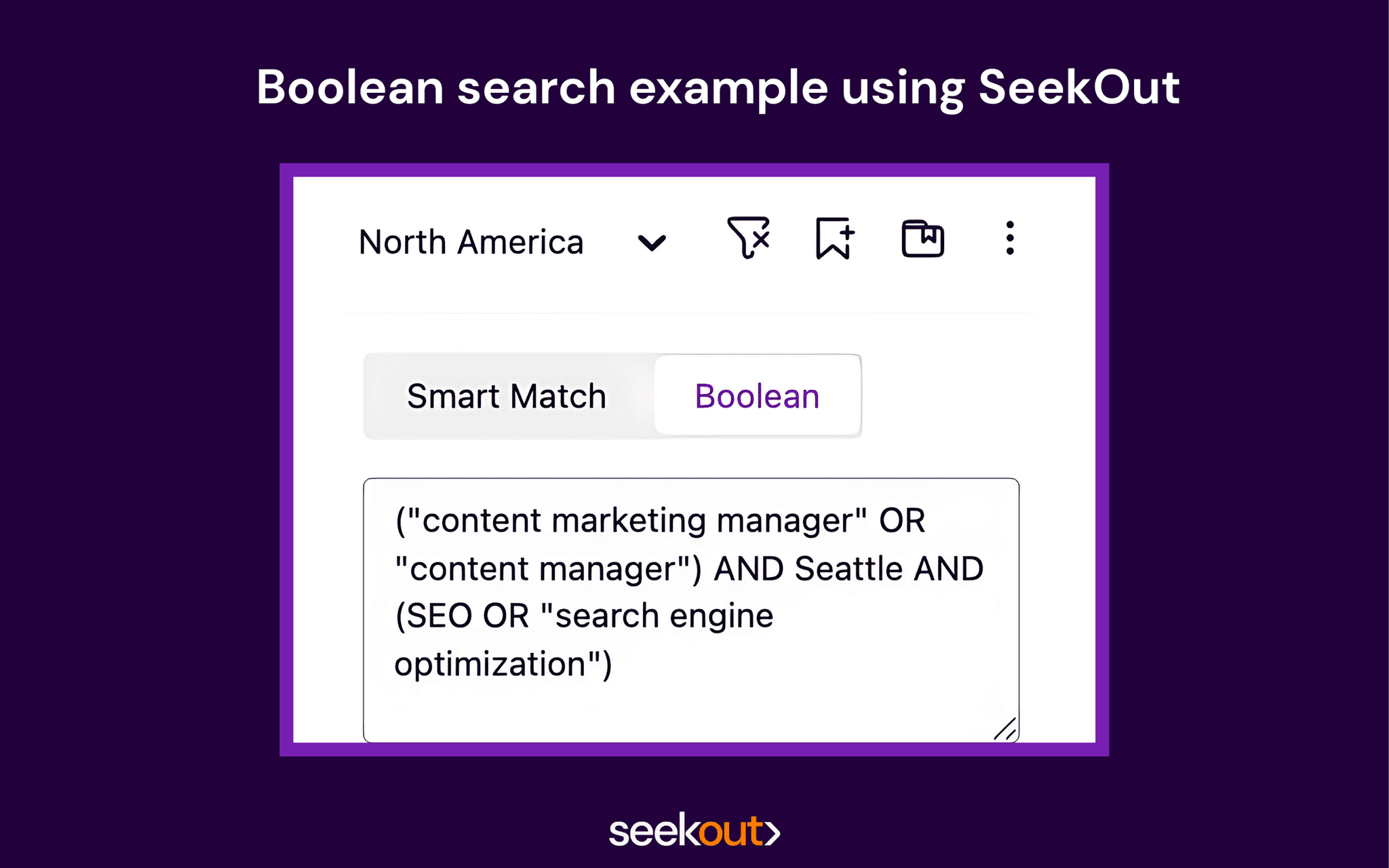 Screenshot from SeekOut of Boolean search string