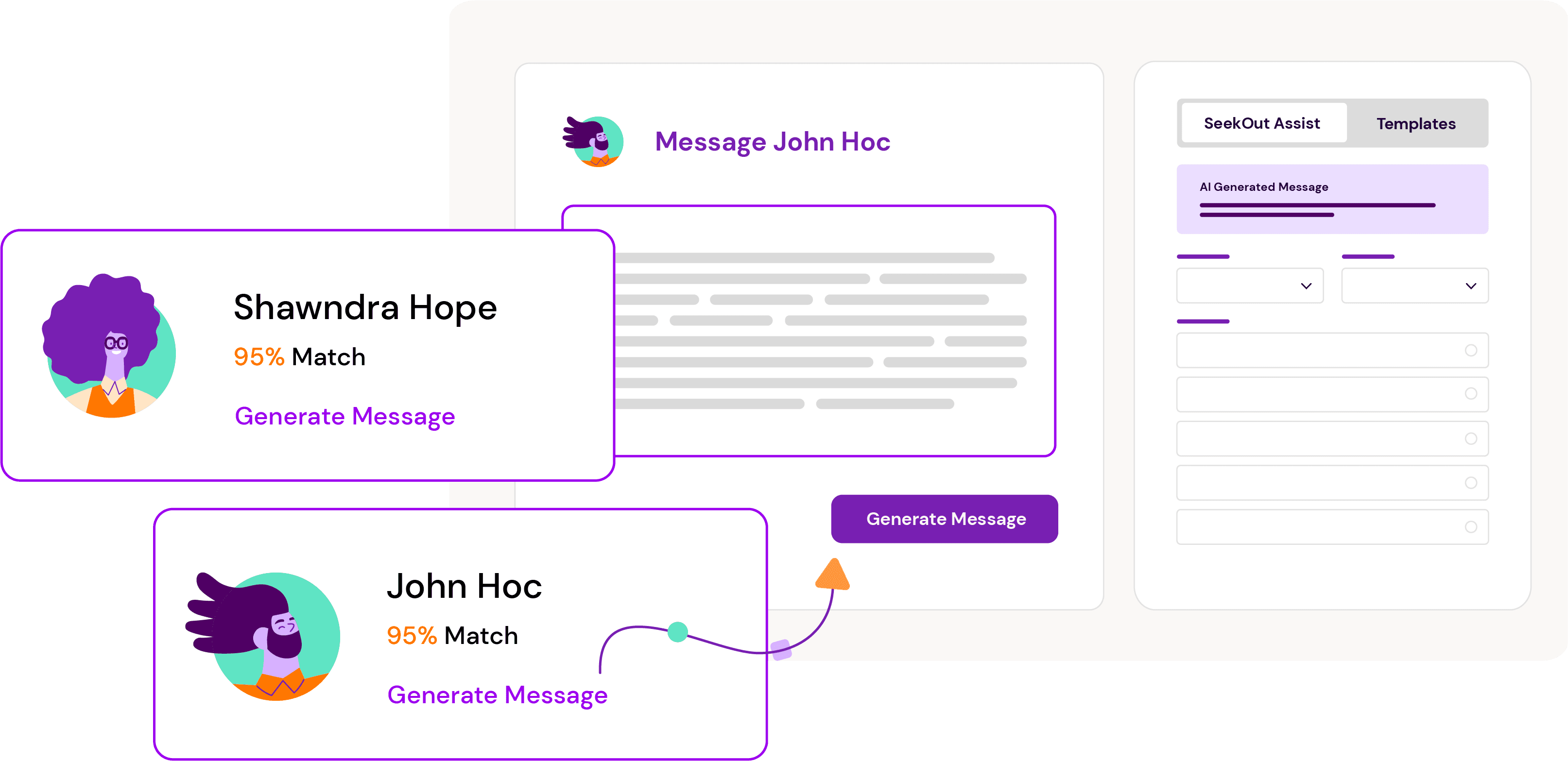 Using candidate profiles and job description to create a personalized message.